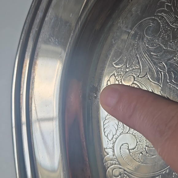 Vintage Silver Serving Dining Tray Plate with Side Handles & Legs-23" x 14" - Picture 7 of 10